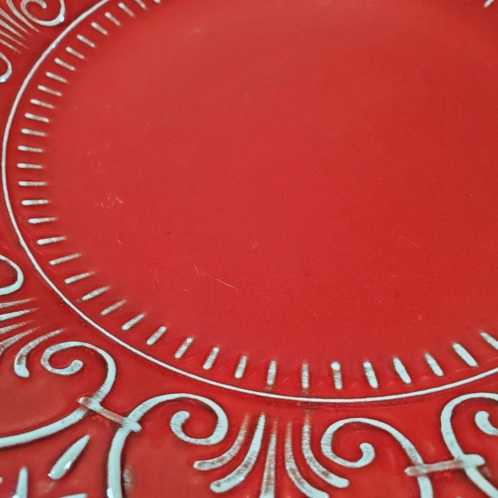 maioliche jessica made in italy Red 4‎ Tectured Handmade 11 1/8